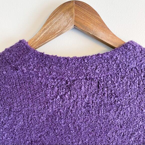 💗 3/$10 💗 WindiRiver Loop Knit Button Front Cardigan Purple Medium EUC - Picture 9 of 14